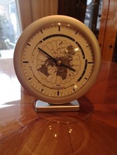 KUNDO Weltzeituhr Quarzwerk einwandfrei Kunststoff Metallook gepflegt Ø 17cm