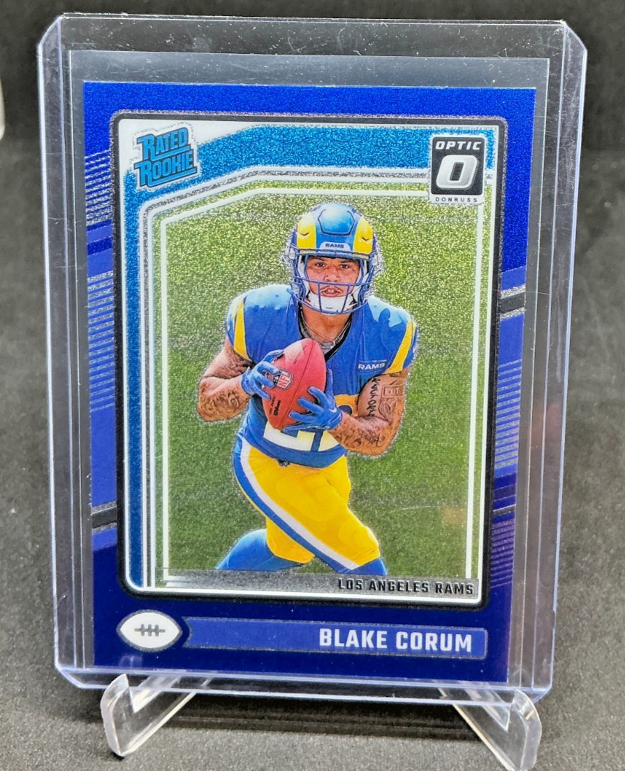 2024 Panini Donruss Optic Rated Rookie BLAKE CORUM RC Blue Glitter #208 Rams