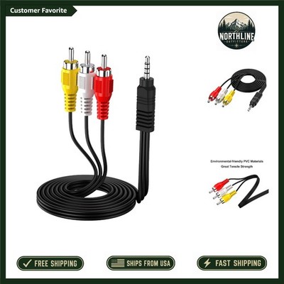 Tangle-Free 5ft 3.5mm TRRS to RCA AV Adapter Cable for TV & Speakers