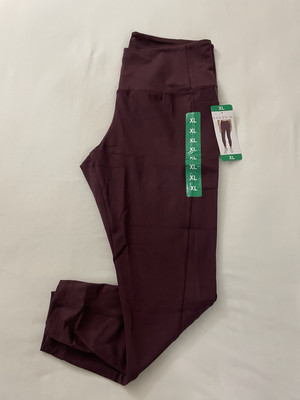 Danskin Active Brushed Leggings Women s XL Side Pockets Cherry Red