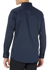 AMAZON ESSENTIALS MEN'S SLIM FIT LONG SLEEVE DRESS SHIRT - SIZE: MEN L - NAVY