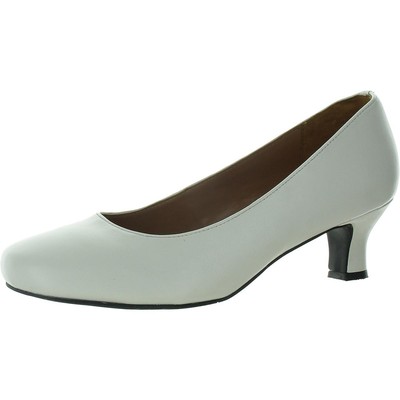 Array Womens Flatter White Leather Kitten Heels Shoes 10 Wide (C,D,W) BHFO 5635