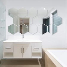 24PCS Acrylic Mirror Tiles Wall Sticker Self Adhesive Stick On Art Home Decor