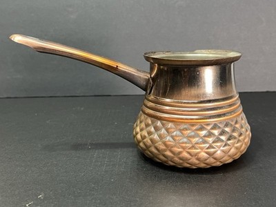 Vintage copper coffee pot with brass handle