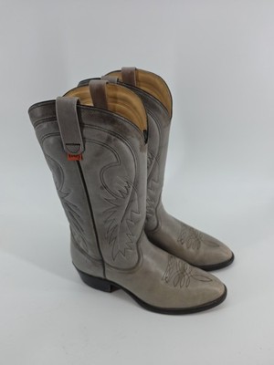 Vintage Levi s Orange Tab Leather Cowboy Boots Grey Gray Size 10.5 M 09450