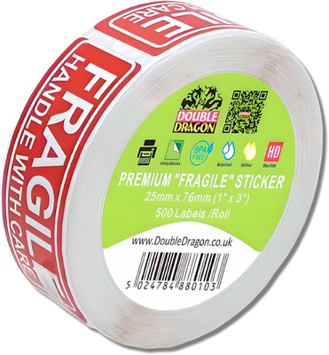 , 500 Fragile Sticker 1''x 3'' (25mm x 76mm), Fragile Handle with Care Warnaufkleb