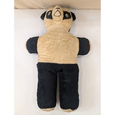Vintage Panda Bear Plush Stuffed Animal Toy Collectible Faux Fur Beige Black 25"