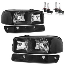 Roadeal Headlights W/Bulbs For 1999-2007 Gmc Sierra For 2000-2006 Gmc Yukon