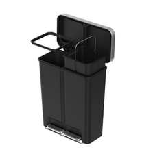 16 Gallon Dual Compartment Kitchen Recycling Trash Can Step Bin Black
