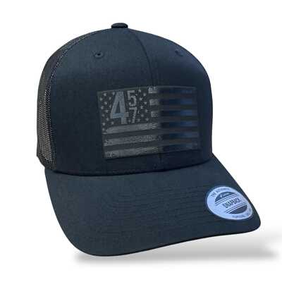 Trump 45 47 Hat Blacked Out / 45 47 Trucker Cap / YP Classics 6 Panel Patch Hat