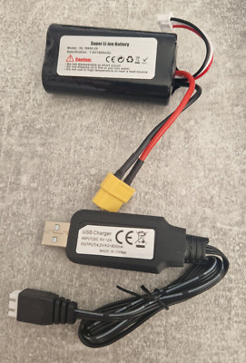 Original Heng Long 1800 mAh 7,4V Li-Ion mit XT60 Stecker und USB Ladegerät Pack