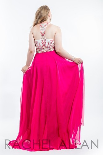 Rachel Allan 7424 weiß fuchsia atemberaubendes Galakleid Kleid Gr. 26W - Bild 2 von 2