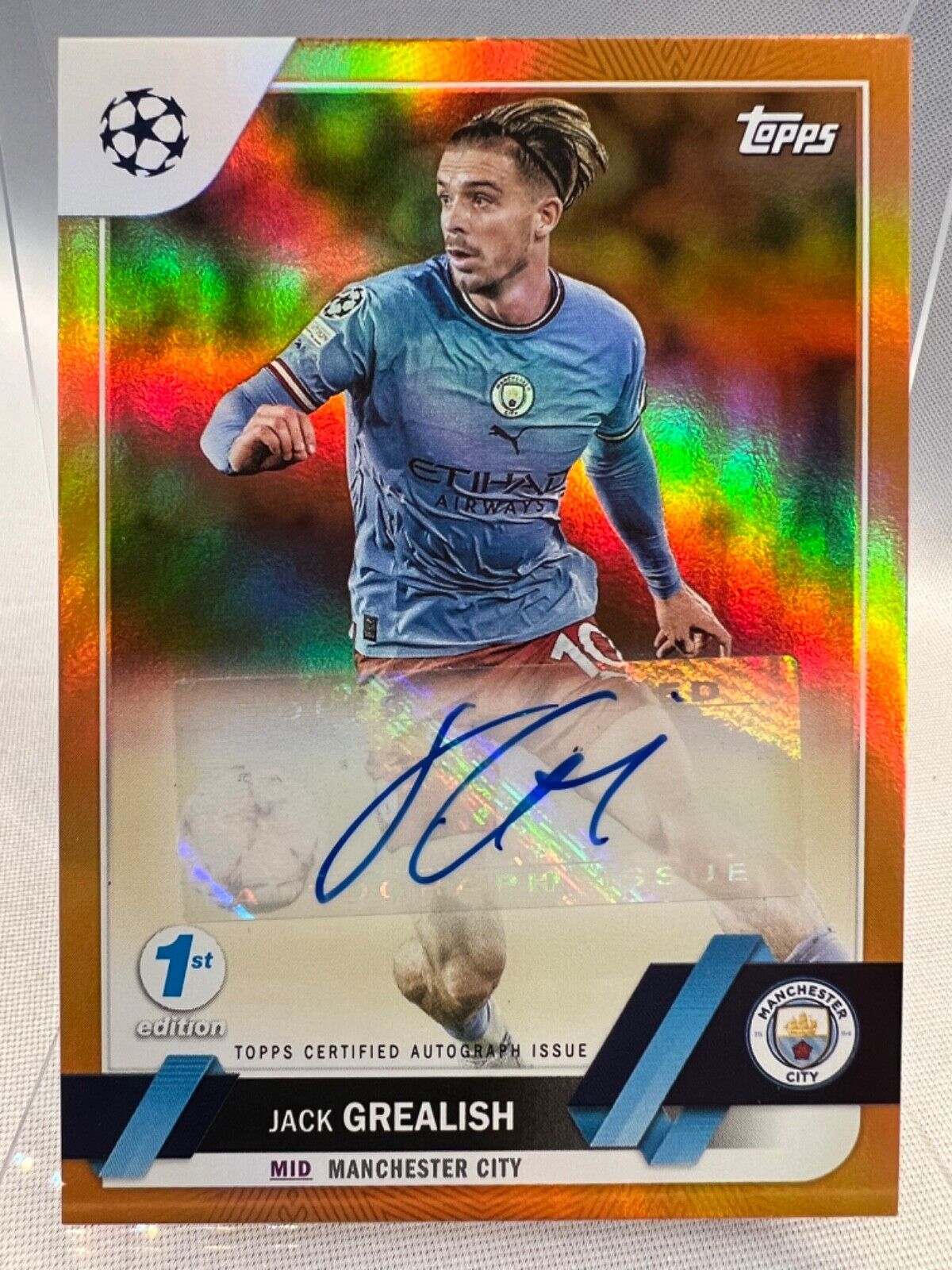 Topps 2022/23 UEFA Club 1st Edition, Jack Grealish Orange Autograph Card  #25/25