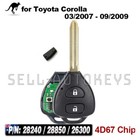 <!--F#f_0-->P/N: 28240 / 28850 / 26300 for Toyota Corolla 03/2007 - 09/2009 Remote Car Key<!--F/-->