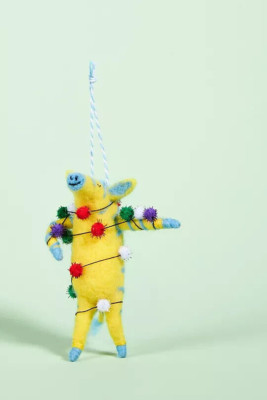 Anthropologie Felted Party Pig Ornament Pom Poms Porky Piglet Garland Animal NEW