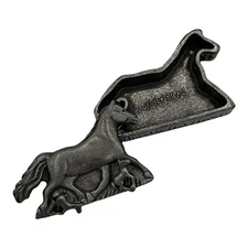Vtg Torino Horse Pewter Trinket Box Brooch with Matching Mini Horses Earrings
