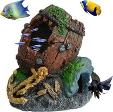 Resin Betta Cave Hideout Wood Trunk Log Hide Hut for Fish Tank Decor Fish Cave