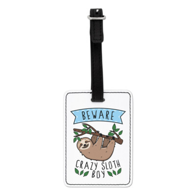 Beware Crazy Sloth Boy Visual Luggage Tag Suitcase Bag Funny Joke Animal Lazy