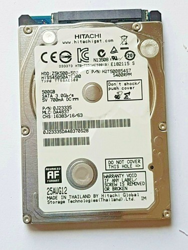500 GB SATA HGST HTS545050A7E380 Z5K500-500 5400rpm 8MB 2,5" intern HDD
