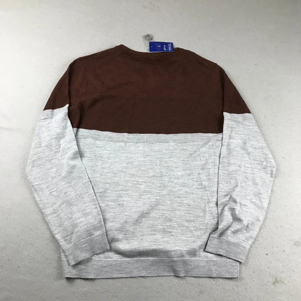 Apt 9 Sweater Mens Large Brown Gray Merino Woolen Seriously Soft Pullover NWT - Image 4 of 4
