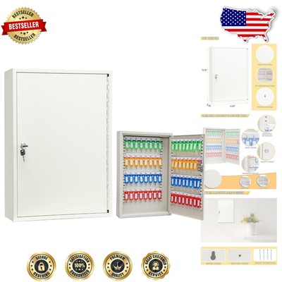 Secure 64-Key Wall Mount Lock Box with Scratch-Resistant White Finish