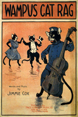 WAMPUS CAT RAG PLAYING VIOLONCELLO JAZZ MUSIC DANCING J COX VINTAGE POSTER REPRO