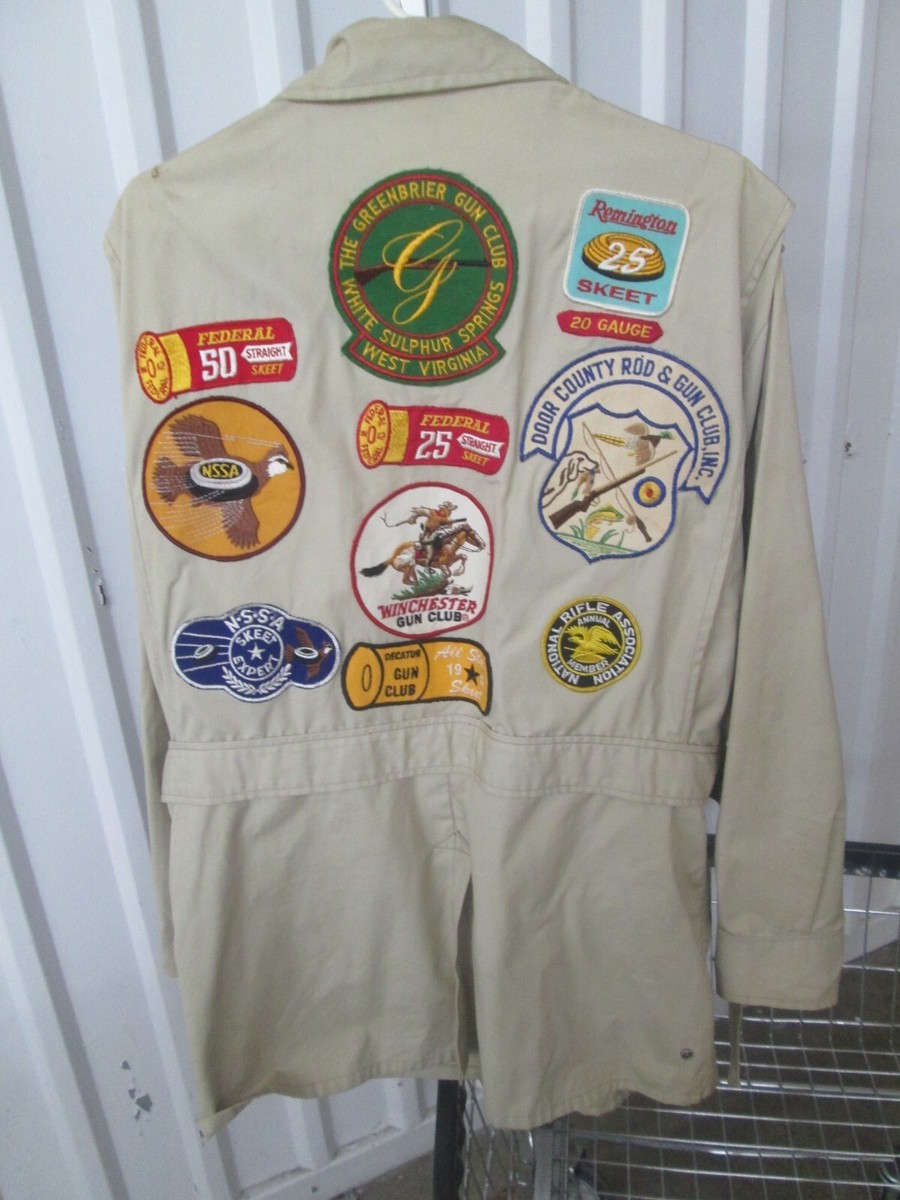 Vtg 1960's 10X Mfg Sport Shooting Jacket Size 48 w/ Patches