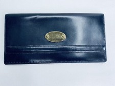 Longchamp Black Leather  Brass Long Bi Fold Wallet France