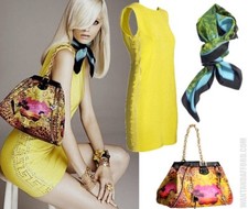 NWOT! VERSACE X H&M HM AMAZING YELLOW STUDDED EMBELLISHED SILK DRESS.SMALL 6/ 36