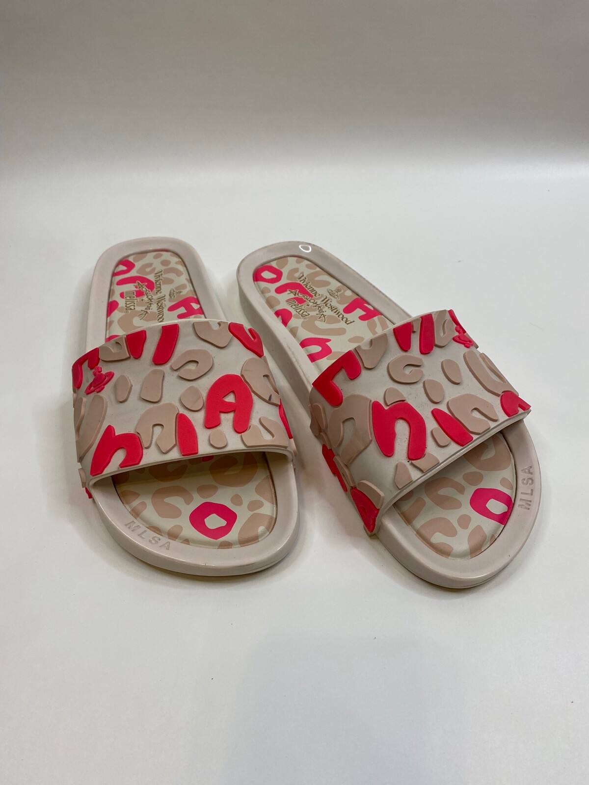 Melissa + Vivenne Westwood Anglomania Size 8 Beach Slides Rubber Leopard  Pink | eBay