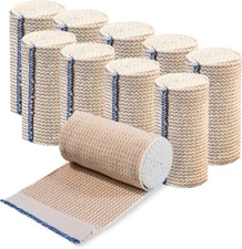 Elastic Bandage Wrap, Self-Close, 4" Comfort Athletic Compression Roll, 10/PK