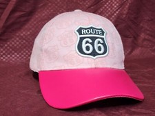 US ROUTE 66 THE MOTHER ROAD USA FAUX LEATHER BALL CAP HAT PINK