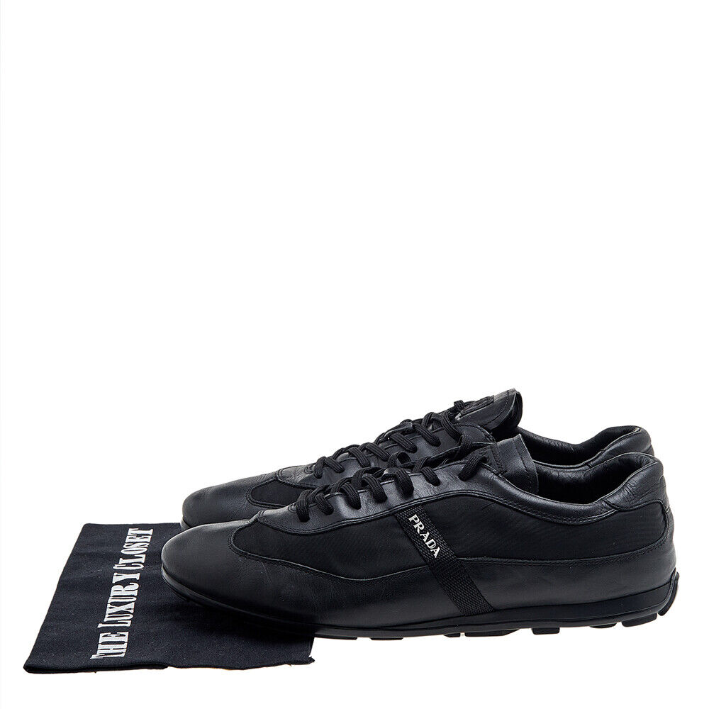 Prada Sport Black Leather And Nylon Low Top Sneakers Size 44 Prada Sport Black Leather And Nylon Low Top Sneakers Size 44