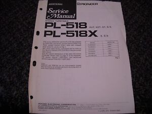 PIONEER PL-518/PL-518X STEREO TURNTABLE. Service ManuaL Original paper