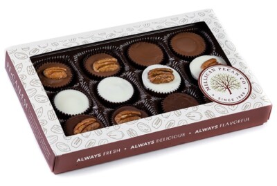 Chocolate Pecan Butter Cup Candy | 12 Pcs | 8 oz Gift Box | Millican Pecan | TX