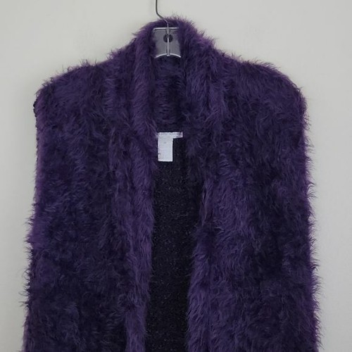 Long Purple Soft Faux Fur Vest 