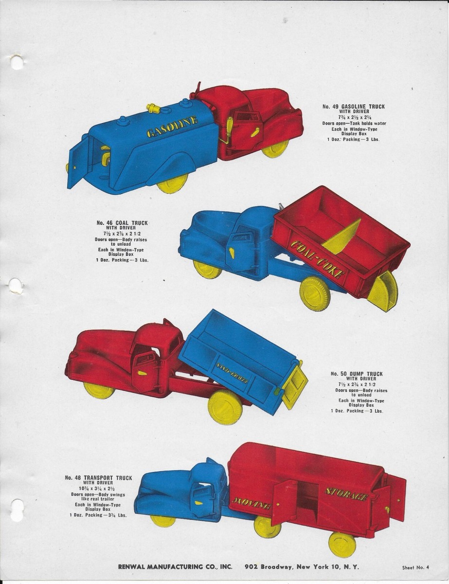 17 Full Color Toy Description Sheets from Renwal Manufacturing