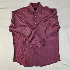BUGATCHI UOMO Size Large Burgundy Wine Long Sleeve Shirt Button Down