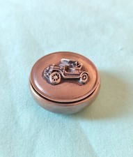 Vintage Atq MK 900 Silver Lided Pill Stash Snuff Box Automotive Car Relief