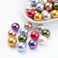 50 pcs 14mm Dyed Mixed Glass Pearl Round Beads Strands Jewelry Making hole 1mm