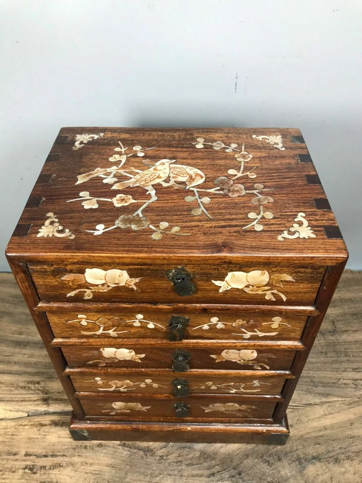 Armario de madera chino de 11,6"" armario de palo de rosa natural armario de madera antiguo Foto 4 de 4