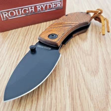 Rough Ryder Linerlock Folding Knife 2.5" Stainless Steel Blade Brown Wood Handle