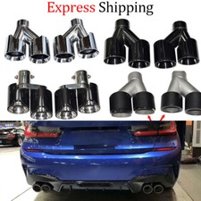 For BMW 3 Series 318 320 325 328 Dual Exit Carbon Fiber Exhaust Tail pipes