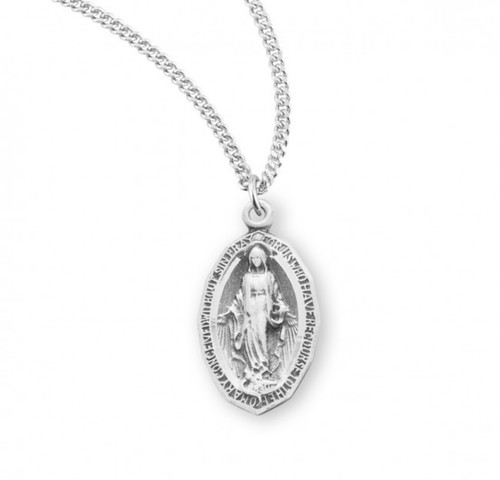 N.G. 925 Sterling Silver Virgin Mary Miraculous Medal Pendant Necklace, 0.8 Inch - Picture 4 of 5