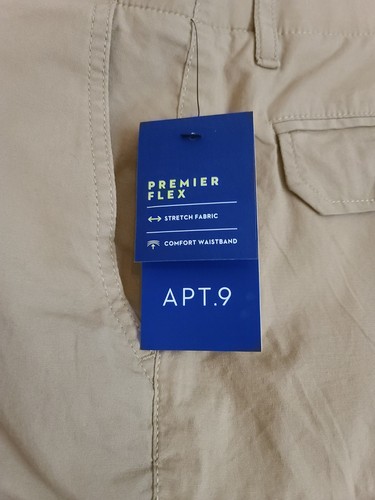 6-Pocket Men Apt 9 Premier Flex Comfort Waist Cargo Shorts Tan Sz 33 NWT Stretch - Picture 6 of 6