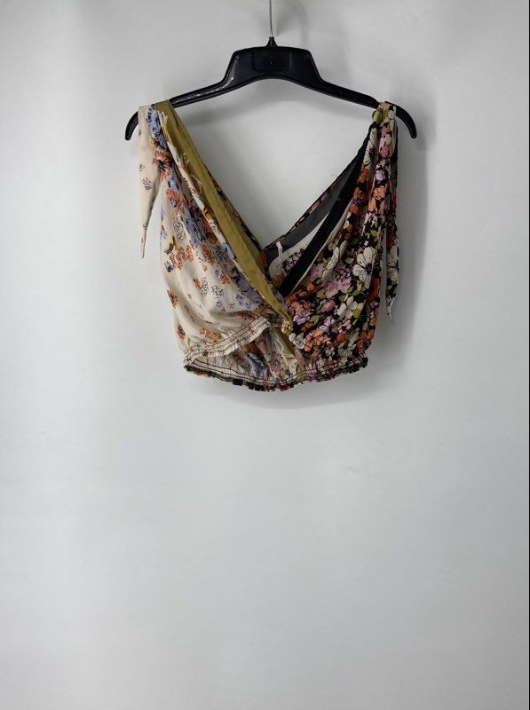 Free People Womens Multicolor Floral Sleeveless Cropped Tank Top Size Small