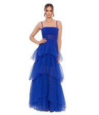 Betsy & Adam Womens Long Evening Corset Dress