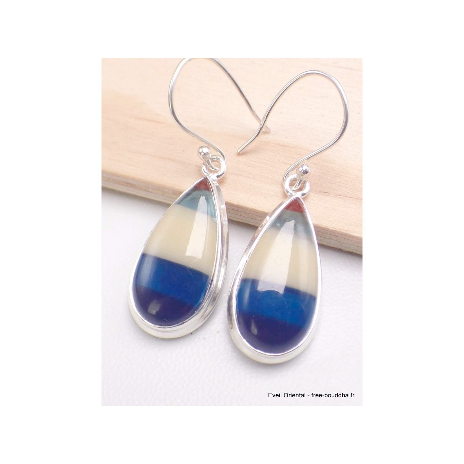 Boucles d'oreilles Surfite Snowboard bleu jaune pendantes YM43.3