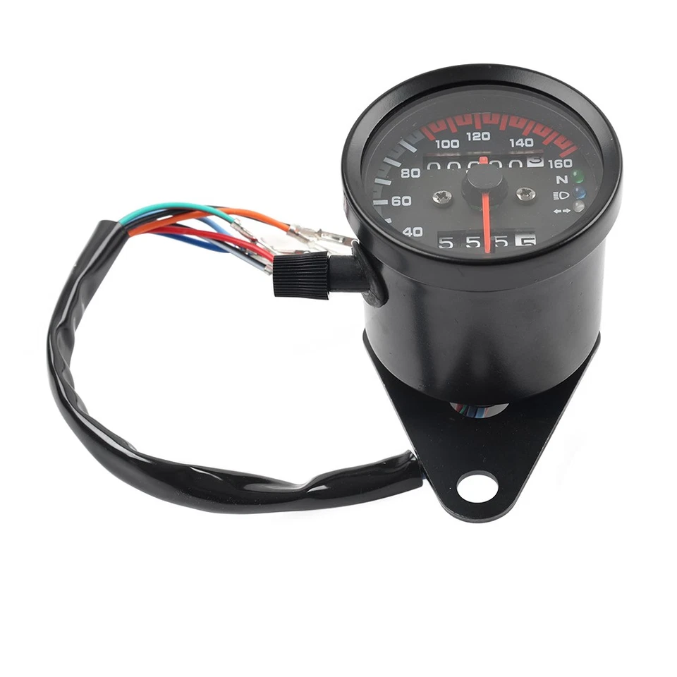 Motorcycle Universal Mini Speedometer Odometer Gauge w/ Indicator Light 12V - Image 2 of 4