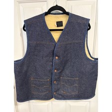 Vintage 1970's Sears Roebucks Men's Size XL Denim Sherpa Lined Work Vest EUC